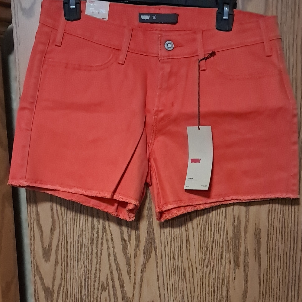 Levi's Orange Frayed Hem Women's Denim Shorts